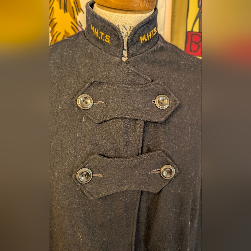 Black Wool Toggle-Button Cape Coat - image 3